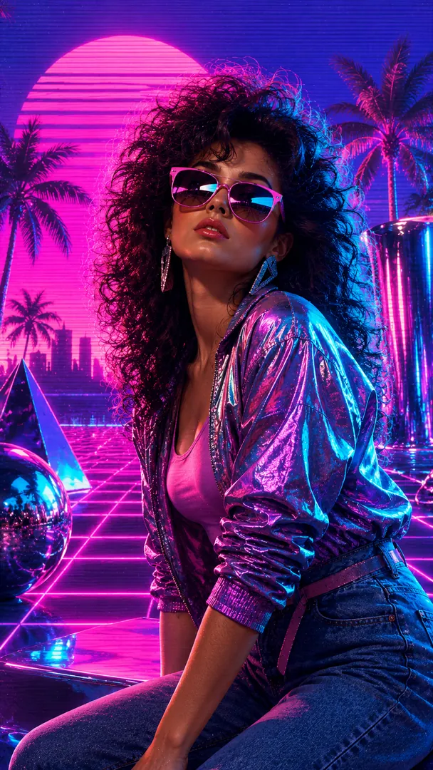 Vaporwave 80s AI photo example 2