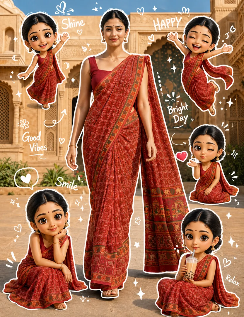 3D Chibi Sticker Collage — AI photo example