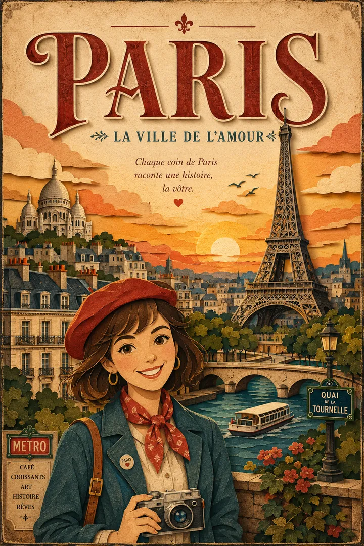 Vintage City Poster — AI photo example